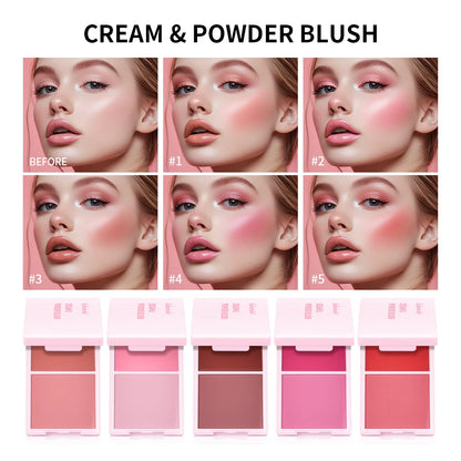 Blush Juvia's Cream Powder Matte Blush Makeup Rose Pan Long-lasting Wearing High Pigment Natural Matte Blush Duo Cosmtics