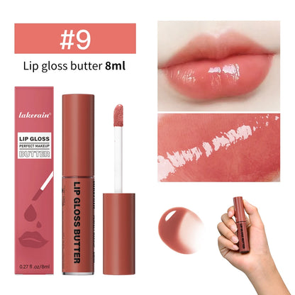Butter Non-stick Cup Gloss Lip Gloss Moisturizing Mirror Lip Gloss Lasting Color Lip glaze Dye Lip Liquid Makeup For Women 8ml