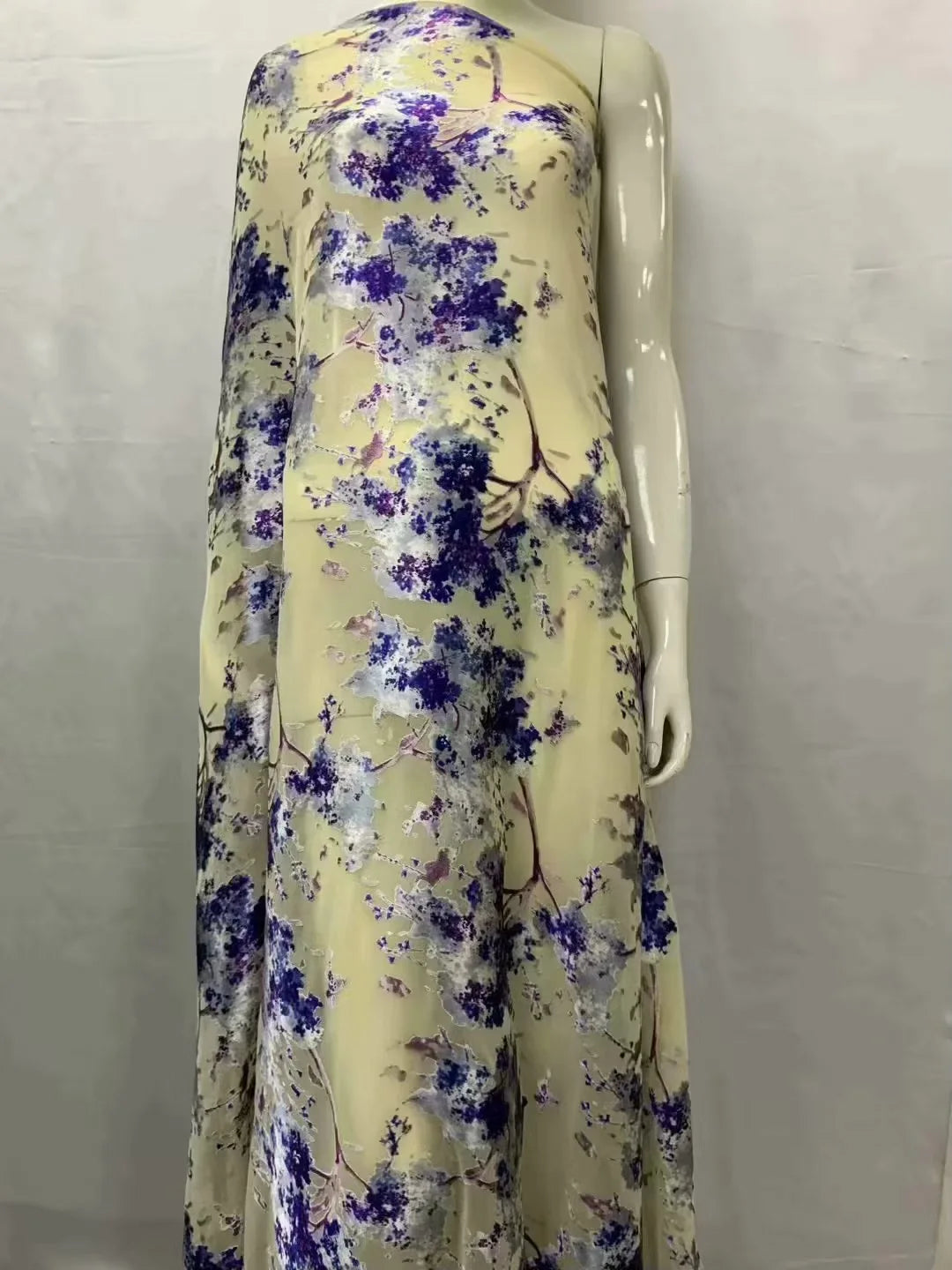 Fashion Soft  Print Satin Silk Fabric With Swiss Voile Lace For Party Lady Dress Sewing Material 5+2 Yards/Set