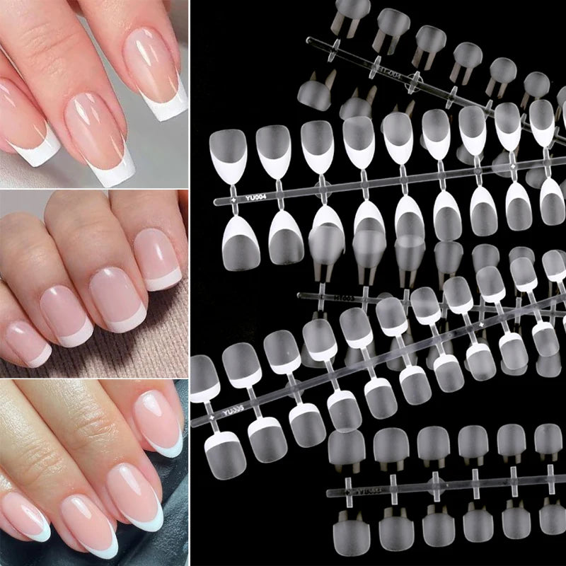 30Pcs Nail Tip Nude French Fake Nail Fashion Frosted Wearable False Nails Simple Full Cover Press on Nails DIY Wear Nail Tool