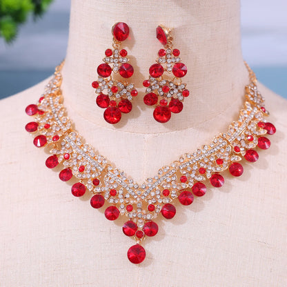 New Arrival  Women Fashion Jewelry Set Wedding Bridal Crystal Necklace Earrings Set