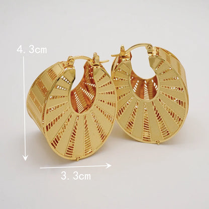 Fashion Dubai Jewelry Sets Gold Color Pendant Copper Classic Earrings Necklace For Women Daily Wear Party Anniversary Gifts