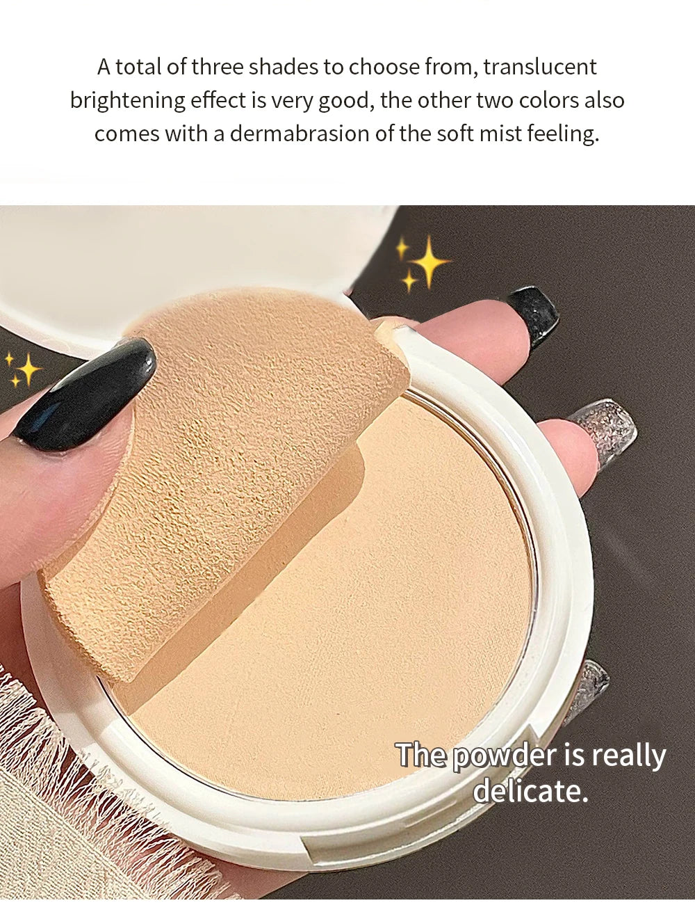 CACE Face Setting Powder Cushion Compact Powder Oil-Control  Matte Colors  Smooth Finish Concealer Makeup Pressed Powder