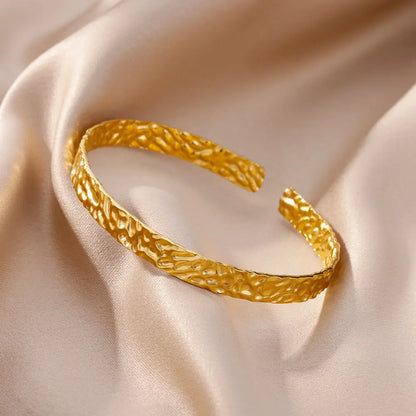Gold Color Bangle Bracelet for Women Open Adjustable Stainless Steel Cuff Bracelets Trend Couple Jewelry