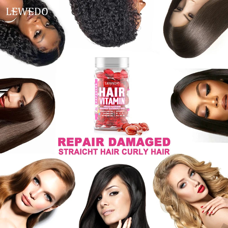 LEWEDO Hair Vitamin Capsule Hair Repair Damaged Hair Care Capsules Essence Protein Smooth Hair Care Repair Anti Loss Essential Oil