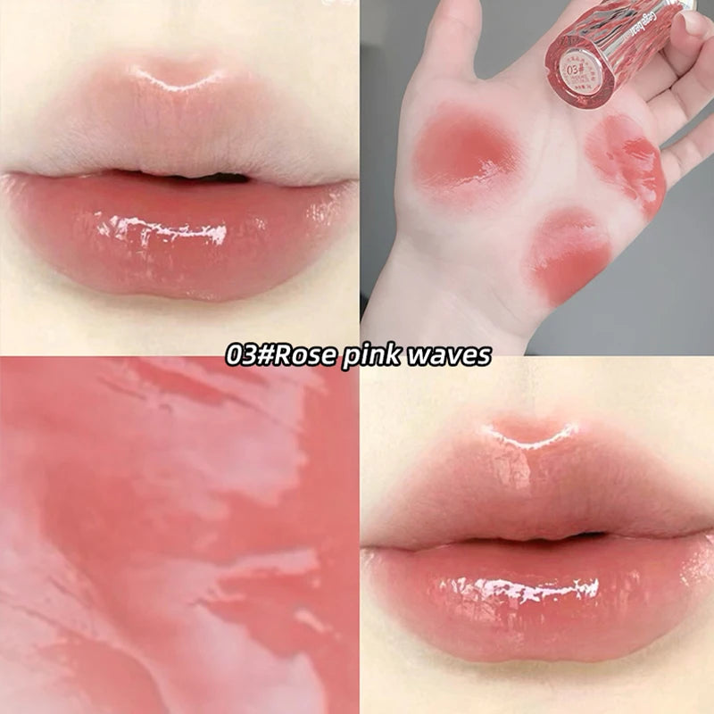 Crystal translucent lip glaze moisturizing water is not easy to fade natural color mouth red lip glaze