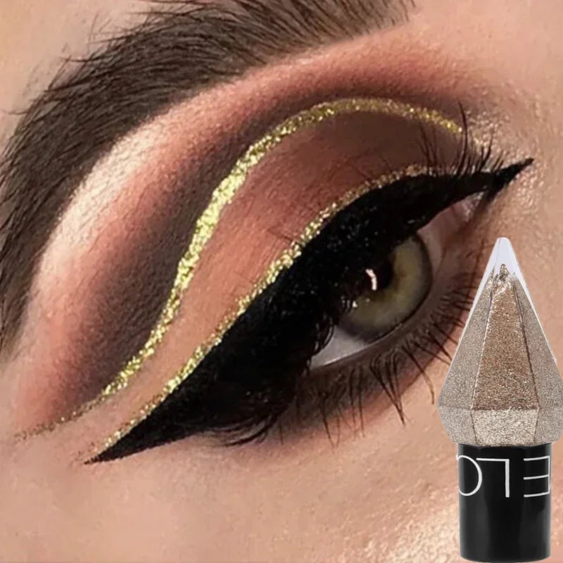 Pearlescent Diamond Gold Liquid Eyeshadow Eyeliner Stick Waterproof Glitter Sequins Rose Gold White Eyeliner Pen Makeup