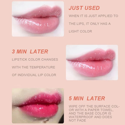 Lip-shaped Lipstick Makeup Temperature Color Changing Lazy Lipstick Velvet Matte Moisturizing Lip Gloss Waterproof Non-stick Cup