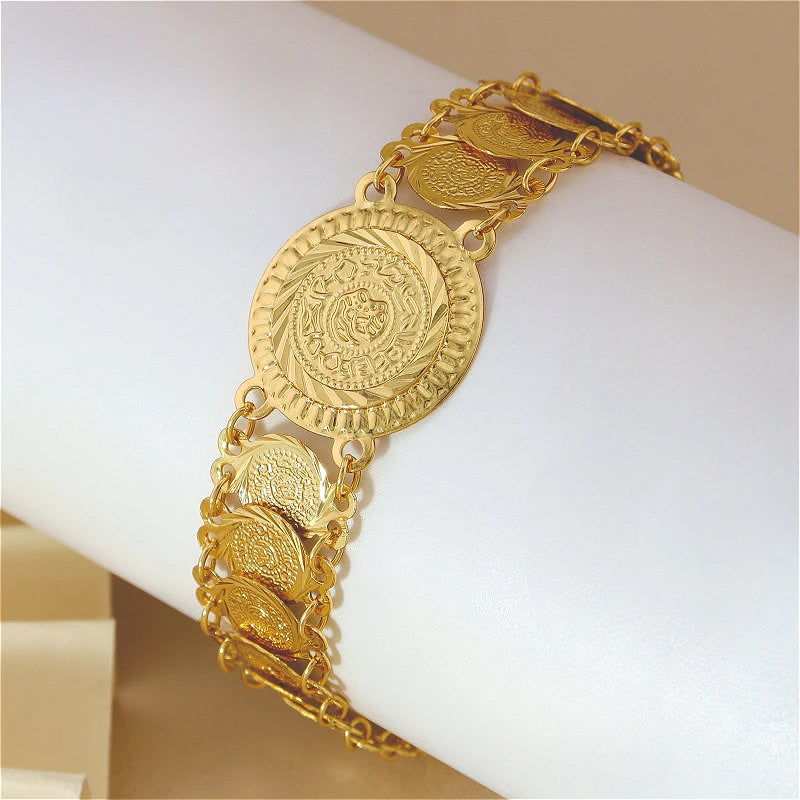 KDE Coin Bracelet for Women Gold Color jewelry Exquisite Party Gift Dubai Luxury Bracelet