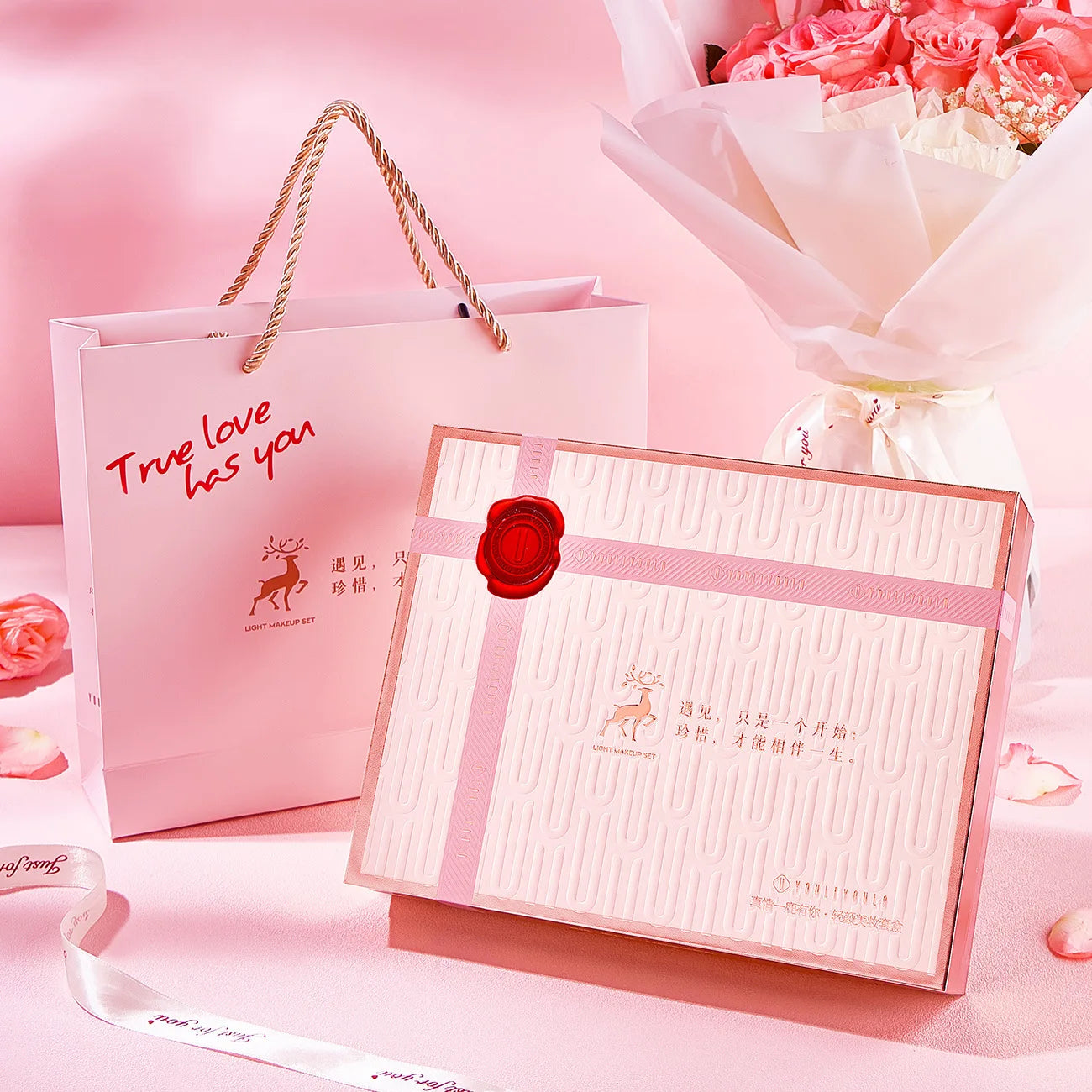 Makeup Cosmetic Set Oriental Beauty Lotus Pond Moonlight Gift Box Velvet Lipstick Ivory Concealer Eye Shadow Setting Powder