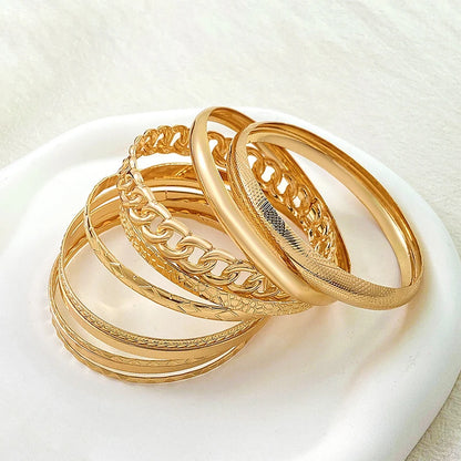 LiFoung 10 Pieces Metal Bangles Set For Women Heavy Style Punk Textured Trendy Fashion Jewelry Classic Occasions Accessories