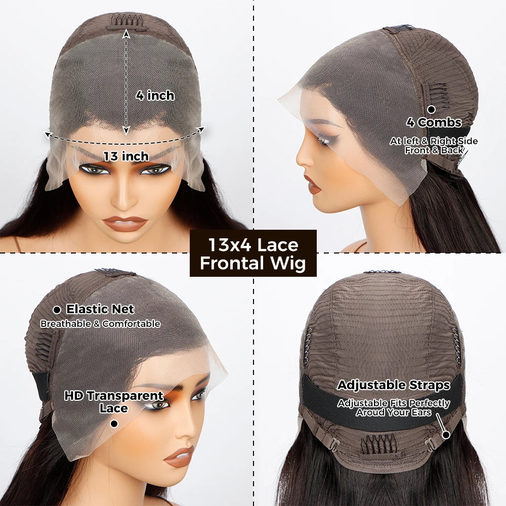 Short Human Hair Wigs Bob Wig 13x4 Lace Front Human Hair Wigs For Women Wig 200Density HD Human Huamn Hair Lace Front Wig