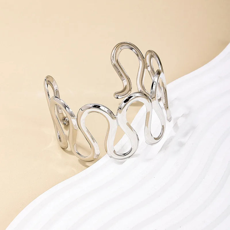 Bracelet For Women Simple Temperament Personality S-shaped Hollow Out Metal Cuff Holiday Party Fashion Jewelry