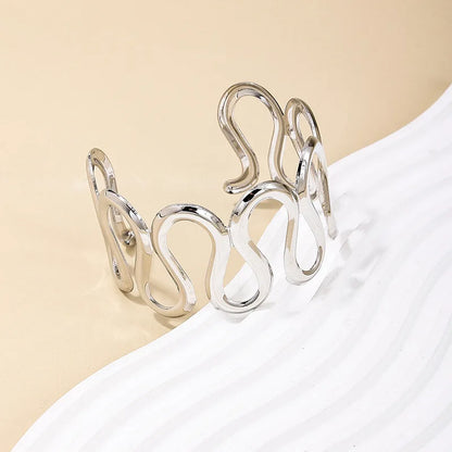 Bracelet For Women Simple Temperament Personality S-shaped Hollow Out Metal Cuff Holiday Party Fashion Jewelry