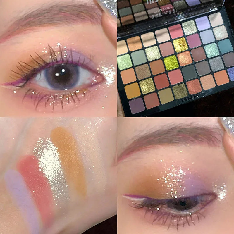DIKALU Shimmer Eye shadow Palette 40 Colors Eye Shadows Matte Glitter Pigment Eye Shadows Wterproof Korean Eye Makeup Palette Cosmetics