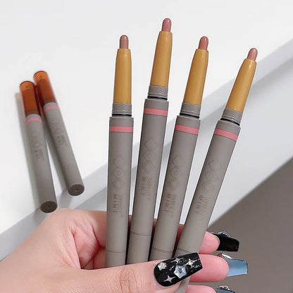 Double Ended Silky Matte Eye Shadow Stick Rose Brown Glitter Nude Eyeshadow Pen With Eye Shadow Halo Dye Brush 2 in 1