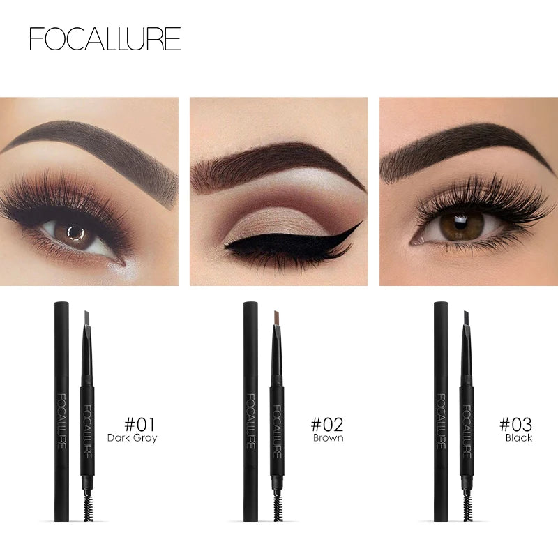 FOCALLURE 3 Colors Eyebrow Pencil Precise Brow Eyeliner Long Lasting Waterproof Blonde Brown Eye Brow Makeup Cosmetics