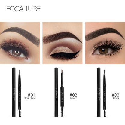 FOCALLURE 3 Colors Eyebrow Pencil Precise Brow Eyeliner Long Lasting Waterproof Blonde Brown Eye Brow Makeup Cosmetics