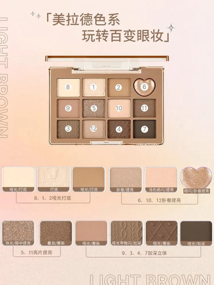JILL LEEN Flower Butterfly Twelve-Color Eyeshadow Palette Matte Milk Tea Earth Makeup