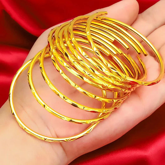 ANIID Simple Design Dubai Gold Color Bangles For Women Wedding Bangles Jewelry Design Copper Bracelets