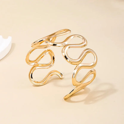 Bracelet For Women Simple Temperament Personality S-shaped Hollow Out Metal Cuff Holiday Party Fashion Jewelry