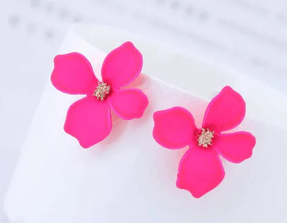 S925 Silver Needle Senior Red Petals Net Red Temperament Cute Small Flower Earrings Female Jewelry Earings Fashion Jewelry