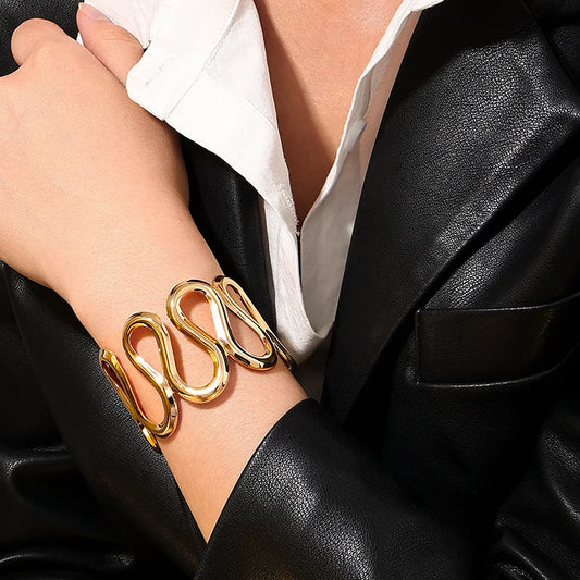 Bracelet For Women Simple Temperament Personality S-shaped Hollow Out Metal Cuff Holiday Party Fashion Jewelry