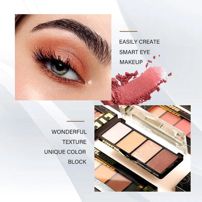 Pudaier 4 Color Eye Shadow Plate Earthy Pearlescent Matte Brightening Glitter Eyeshadow Shiny Eye Shadow Long-lasting Eye Makeup