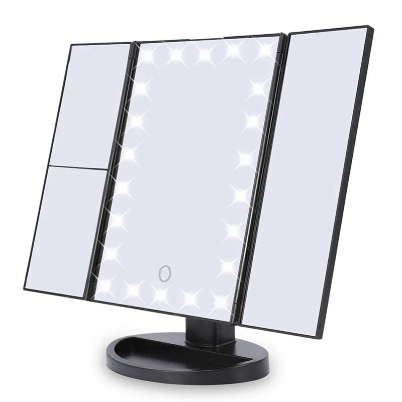 Folding Makeup Mirror with Lights 22 LED Light Up Mirror with 2X/3X Magnification, Mirror Touch Screen, 180 Degree Rotate