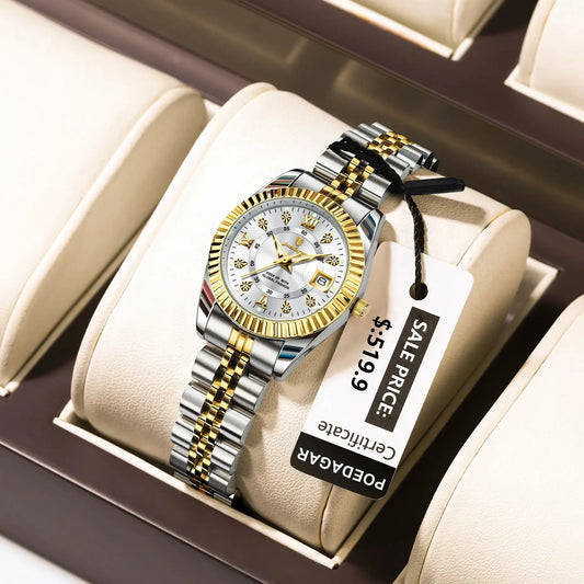 POEDAGAR Luxury Elegant Watch for Women Waterproof Luminous Date Ladies Watch Stainless Steel Quartz Women's Watches