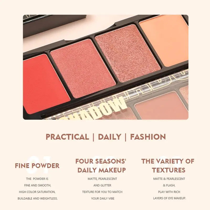 Pudaier 4 Color Eye Shadow Plate Earthy Pearlescent Matte Brightening Glitter Eyeshadow Shiny Eye Shadow Long-lasting Eye Makeup