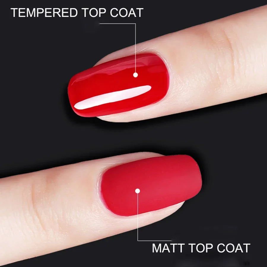 7ML Matte Top Coat Nail Polish Lacquer Semi Permanent Soak Off Tempered Top Coat Base Gel Nail Gel Polish Varnish Manicure Art