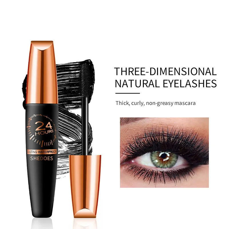 eelhoe 5D Waterproof Mascara Lengthening Eyelashes Women's Make-up Waterproof Mascara Black Silk Fibre Mascara New