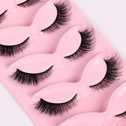 5 Pairs Cat Eye Lashes Faux Mink Eyelashes Natural long Manga Lashes Winged End Eye Elongated Eyelashes Fake Lashes Makeup