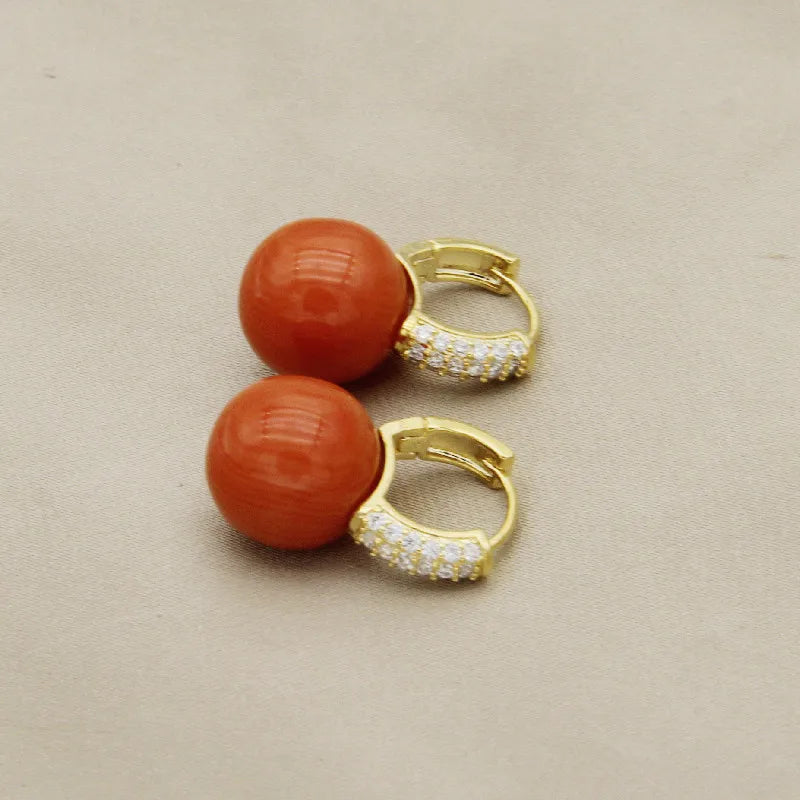 The New Fashion Jewelry Full Rhinestone Red Ball Earrings Earrings for Women