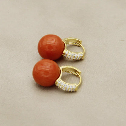 The New Fashion Jewelry Full Rhinestone Red Ball Earrings Earrings for Women