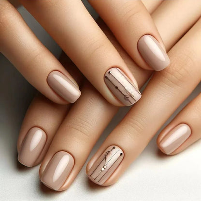 24Pcs Mid-length Ballet False Nails Red Love Pattern Design Press on Nails Simple Wearable Finished Coffin Fake Nail Tips