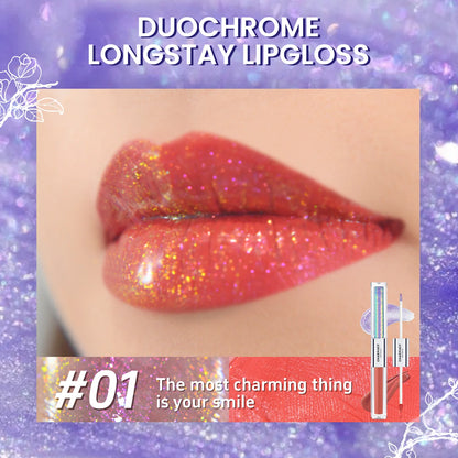 CHARMACY 2 in 1 glitter lip gloss Moisturing longstay duochrome lip glaze 8 color makeup for women