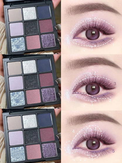 9 Colors Matte Shimmer eyeshadow Palette glitter pigments New Beauty Charming Pearly Gothic Smoky Eye shadow Makeup