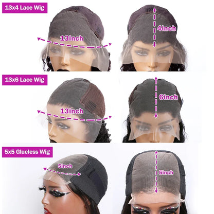 5x5 Closure Glueless Wig Straight Short Bob 13x6 HD Transparent Lace Front Wig 250% 13x4 Lace Frontal Human Hair Wigs Preplucked