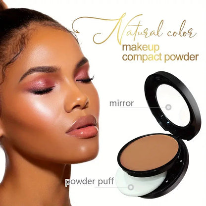 Bronzer, sculpting matte powder, waterproof, full coverage, press-on powder, natural color, with puff