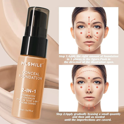 MLSMILE Face Foundation Cream Oil-control Matte BB Cream Lasting Concealer Liquid Waterproof Full Coverage Matte Base Professional Makeup