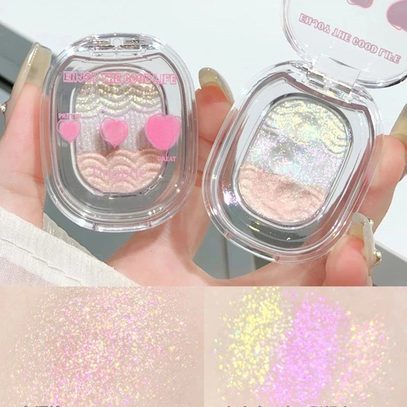 Waterproof Chameleon Glitter Eyeshadow Highlighter Mashed potato High Gloss Shiny Crystal Brightening Bronzer Highlight Makeup