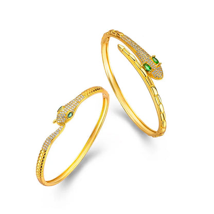 European and American versatile minimalist  light luxury  24K real gold micro inlaid snake bracelet, gold high-end bracelet