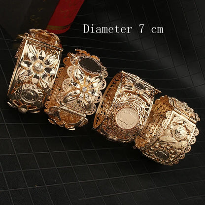 Bridal Bracelet Coin Gold Plated Bracelet Ethnic Jewelry Ladies Side Cuff Bracelet Party