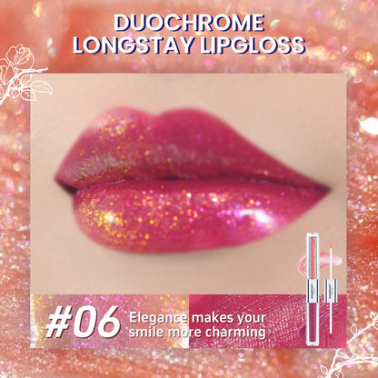 CHARMACY 2 in 1 glitter lip gloss Moisturing longstay duochrome lip glaze 8 color makeup for women