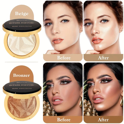 Face Highlighter Palette, Glow Bronzer Ultra-fine Powder Highlighter Makeup Palette, Highlighter Makeup Palette