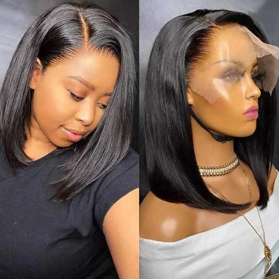 5x5 Closure Glueless Wig Straight Short Bob 13x6 HD Transparent Lace Front Wig 250% 13x4 Lace Frontal Human Hair Wigs Preplucked