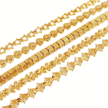 Women's Hand Bracelets Gold Color Stars Crown Cuff Link Chain Bangles Wristband High Quality Luxury Dubai Gold Jewelry Gifts