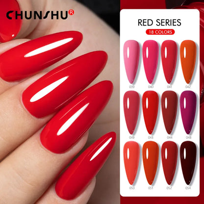 CHUNSHU 10ml Nail Gel Polish Soak Off UV LED Nails Varnish Set Semi Permanent Nails Art Manicure Salon Gels Lacquer Red Series 1